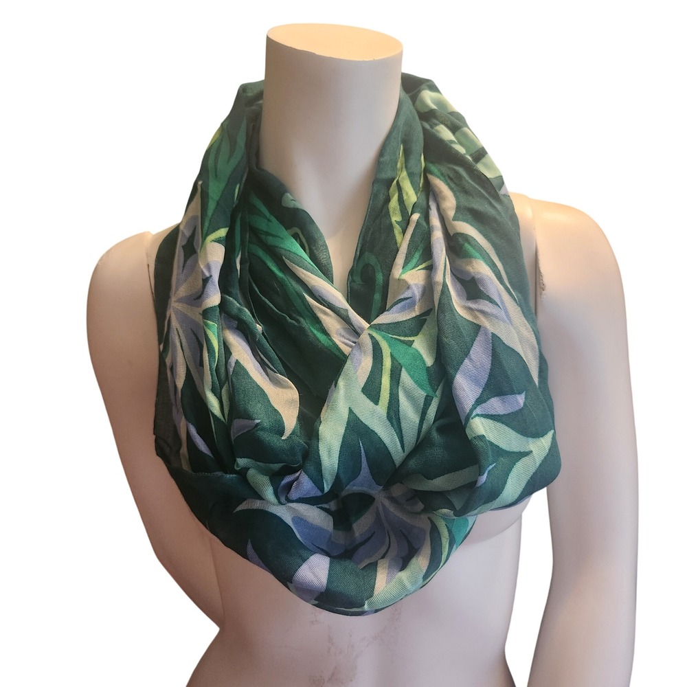 Native Northwest Green Bamboo Infinity Scarf Botanical Sun Print 100% Bamboo